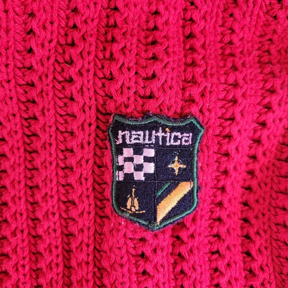 Mens Vintage Nautica Red Knit Sweater Medium Made In USA - Picture 5 of 16